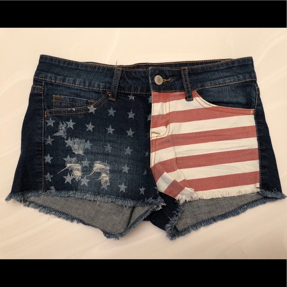 American Flag denim shorts